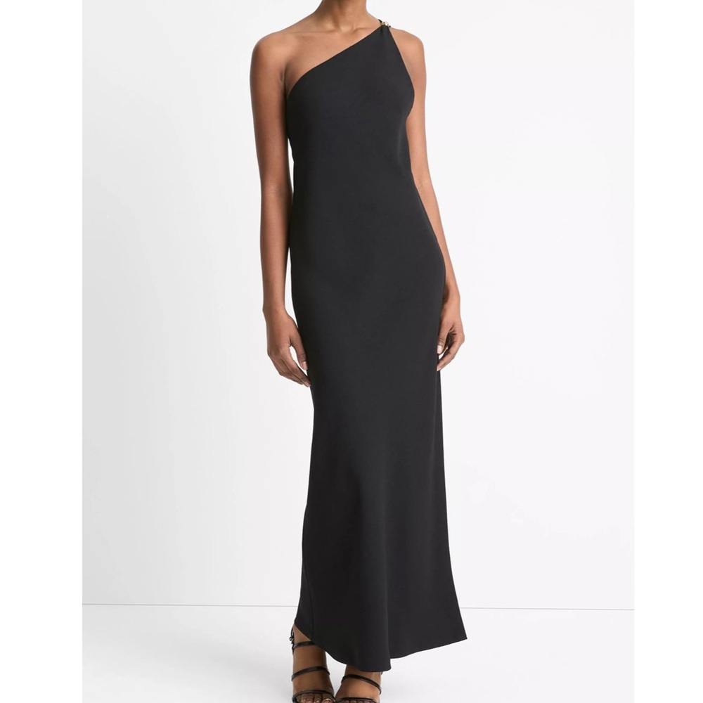 Vince Sphere Detail One Shoulder Dress Size 12 Women Open Back Slit In Black